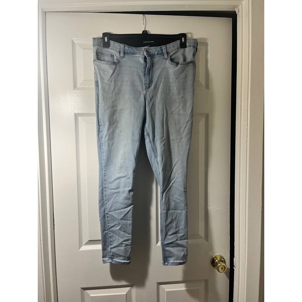 Calvin Klein Jeans Womens Plus 18W Skinny Light Wash Blue Repreve‎ Stretch Denim